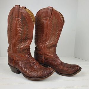 Tony Lama Snakeskin Western Boots vintage brown women's size 9.5
